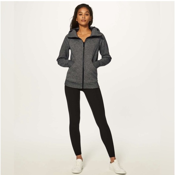 lululemon athletica Jackets & Blazers - Lululemon Scuba Hoodie *Light Cotton Fleece Heathered Speckled Black, Size 6